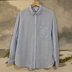 H&M Linen Blue Button Down Long Sleeve Shirt | Womens Medium
